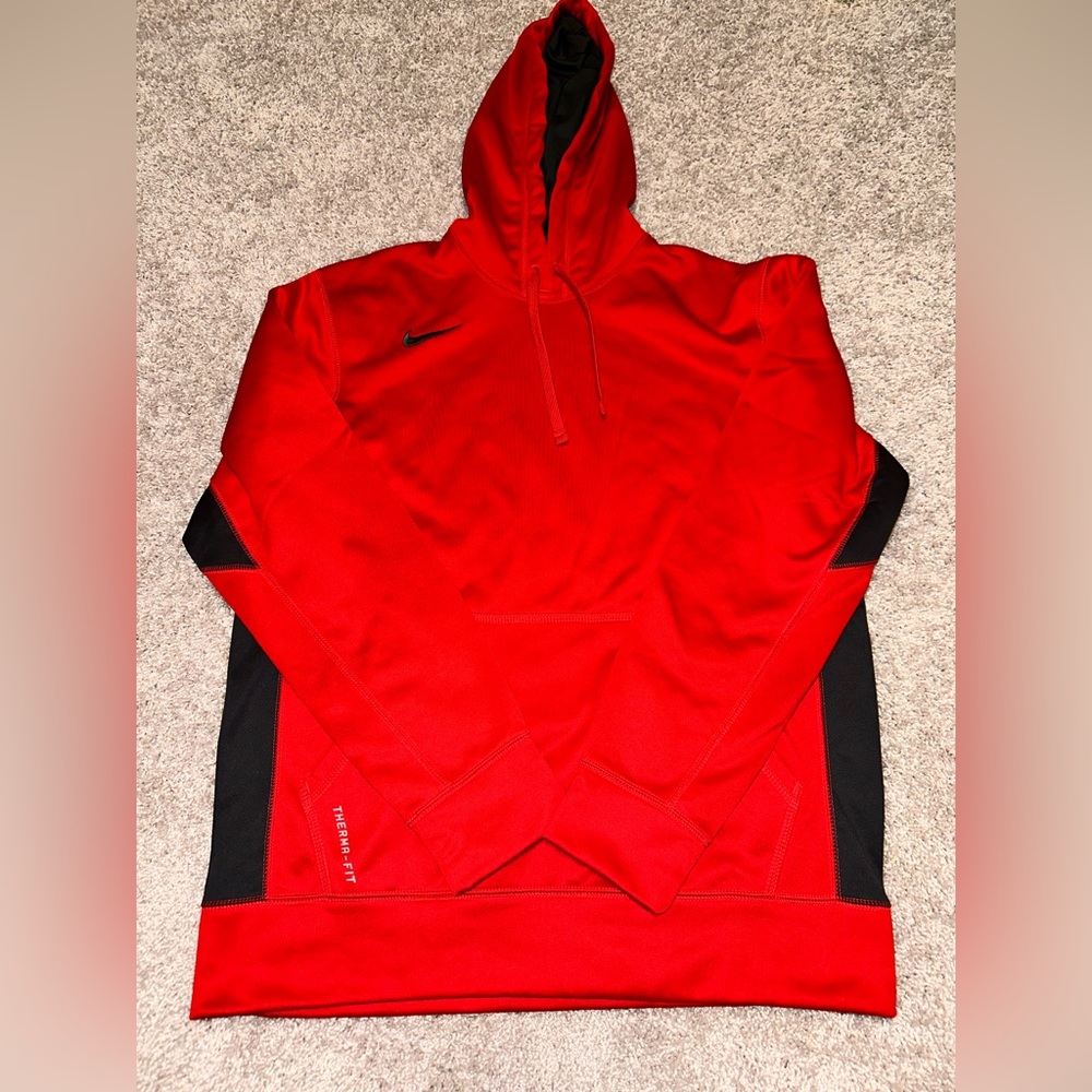 Nike KO 2.0 Men's Therma fit Sweatshirt Hoodie 621940-656 Red Gray M.